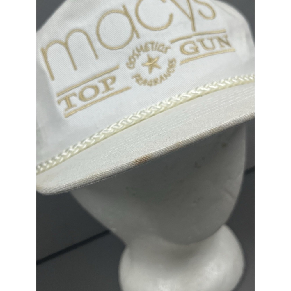 Vintage Macy's Top Gun Hat Cosmetics Fragrances White Rope Employee Performance - Picture 3 of 14